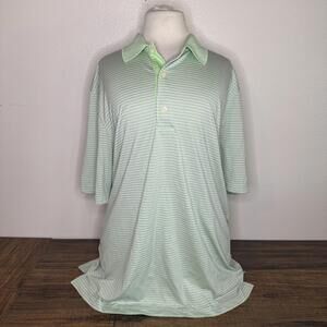 Greg Norman Play Dry Light Green Striped Polo Shirt Large